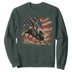 Patiotic Bull Rider Vintage Bull Riding Cowboy American Flag Sweatshirt