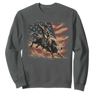 Patiotic Bull Rider Vintage Bull Riding Cowboy American Flag Sweatshirt