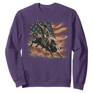 Patiotic Bull Rider Vintage Bull Riding Cowboy American Flag Sweatshirt