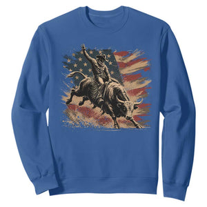 Patiotic Bull Rider Vintage Bull Riding Cowboy American Flag Sweatshirt