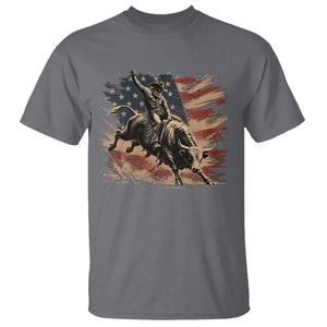 Patiotic Bull Rider Vintage Bull Riding Cowboy American Flag T Shirt