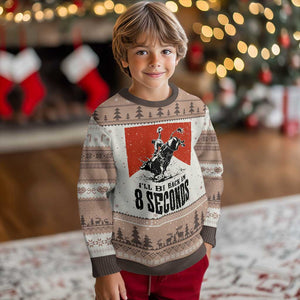 Funny Bull Rider Ugly Christmas Sweater I'll Be Back In 8 Seconds Bull Riding Rodeo