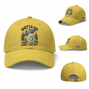 Funny Frog Alien Abduction Baseball Cap Gotta Go Vibes Are Off UFO Forest