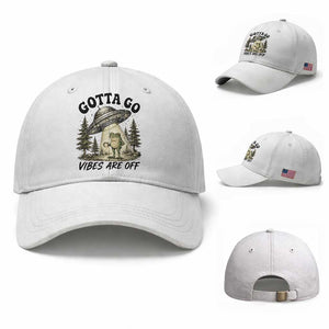 Funny Frog Alien Abduction Baseball Cap Gotta Go Vibes Are Off UFO Forest