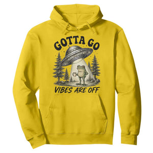 Funny Frog Alien Abduction Hoodie Gotta Go Vibes Are Off UFO Forest