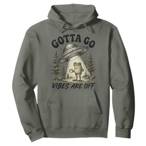 Funny Frog Alien Abduction Hoodie Gotta Go Vibes Are Off UFO Forest