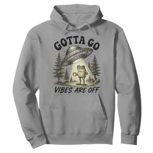 Funny Frog Alien Abduction Hoodie Gotta Go Vibes Are Off UFO Forest