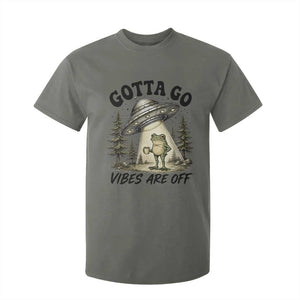 Funny Frog Alien Abduction T Shirt For Kid Gotta Go Vibes Are Off UFO Forest