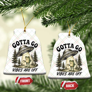 Funny Frog Alien Abduction Ceramic Ornament Gotta Go Vibes Are Off UFO Forest