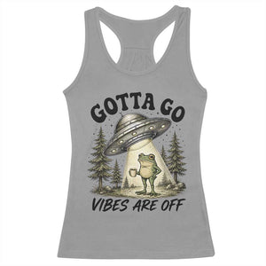 Funny Frog Alien Abduction Racerback Tank Top Gotta Go Vibes Are Off UFO Forest