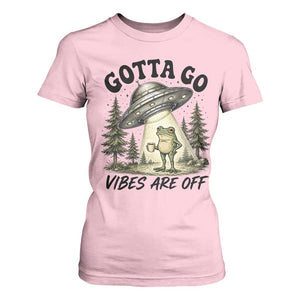 Funny Frog Alien Abduction T Shirt For Women Gotta Go Vibes Are Off UFO Forest
