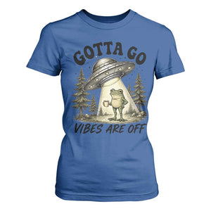 Funny Frog Alien Abduction T Shirt For Women Gotta Go Vibes Are Off UFO Forest