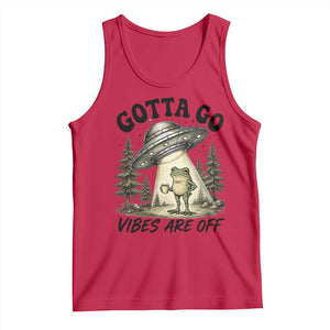 Funny Frog Alien Abduction Tank Top Gotta Go Vibes Are Off UFO Forest