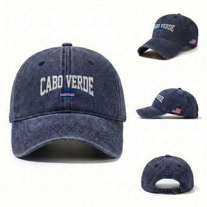 Cabo Verde Sports Throwback Washed Cotton Baseball Cap Cape Verdean Pride Lovers