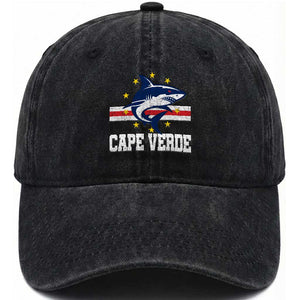 Vintage Cape Verde Shark Cabo Verdean Roots Washed Cotton Baseball Cap