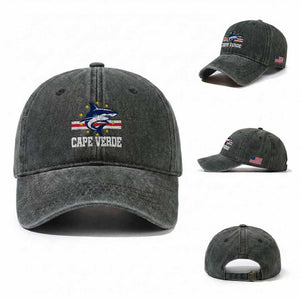 Vintage Cape Verde Shark Cabo Verdean Roots Washed Cotton Baseball Cap