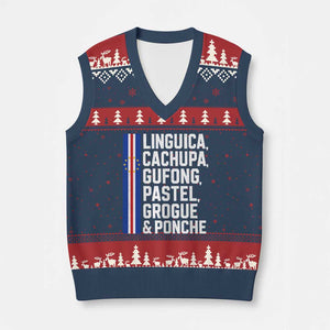 Cape Verde Cuisine V-Neck Knit Sweater Vest Linguica Cachupa Gufong Cabo Verde Heritage