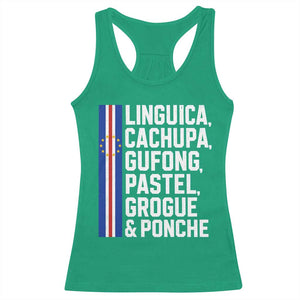 Cape Verde Cuisine Racerback Tank Top Linguica Cachupa Gufong Cabo Verde Heritage