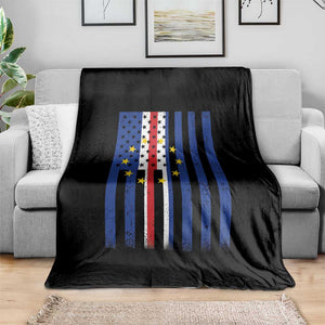 Half Cape Verdean Half American Throw Blanket Cabo Verdean Roots Vintage Cape Verde Flag
