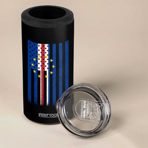 Half Cape Verdean Half American 4 in 1 Can Cooler Tumbler Cabo Verdean Roots Vintage Cape Verde Flag