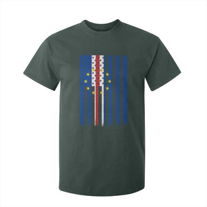 Half Cape Verdean Half American T Shirt For Kid Cabo Verdean Roots Vintage Cape Verde Flag