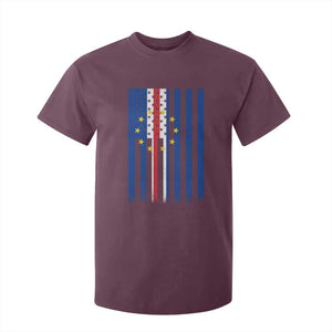 Half Cape Verdean Half American T Shirt For Kid Cabo Verdean Roots Vintage Cape Verde Flag