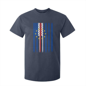Half Cape Verdean Half American T Shirt For Kid Cabo Verdean Roots Vintage Cape Verde Flag