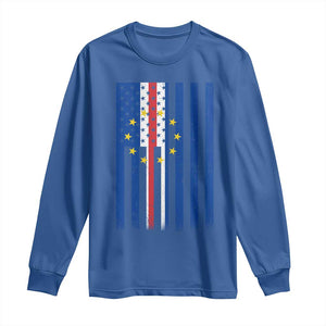 Half Cape Verdean Half American Long Sleeve Shirt Cabo Verdean Roots Vintage Cape Verde Flag