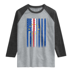 Half Cape Verdean Half American Raglan Shirt Cabo Verdean Roots Vintage Cape Verde Flag