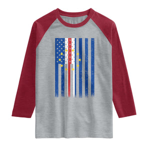 Half Cape Verdean Half American Raglan Shirt Cabo Verdean Roots Vintage Cape Verde Flag