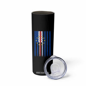 Half Cape Verdean Half American Skinny Tumbler Cabo Verdean Roots Vintage Cape Verde Flag