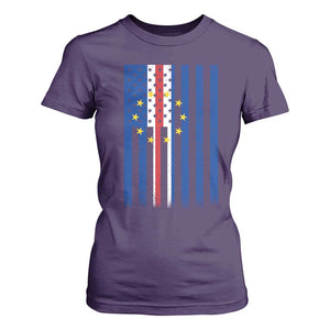 Half Cape Verdean Half American T Shirt For Women Cabo Verdean Roots Vintage Cape Verde Flag