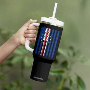 Half Cape Verdean Half American Tumbler With Handle Cabo Verdean Roots Vintage Cape Verde Flag