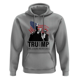 Trump The Legend Never Dies 2024 Hoodie American Flag Raised Fist TS11 Sport Gray Print Your Wear