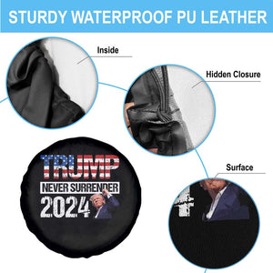 Trump Never Surrender 2024 Spare Tire Cover American Flag Raised Fist TS11 Print Your Wear