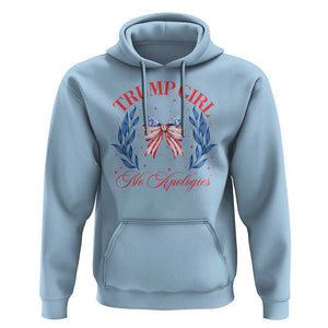 Trump Girl No Apologies Hoodie Coquette American Flag Patriotic Bow TS11 Light Blue Print Your Wear
