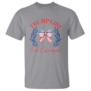 Trump Girl No Apologies T Shirt Coquette American Flag Patriotic Bow TS11 Sport Gray Print Your Wear
