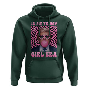 In My Trump Girl Era Hoodie Retro Groove Pink Bubble Gum Glasses TS11 Dark Forest Green Print Your Wear
