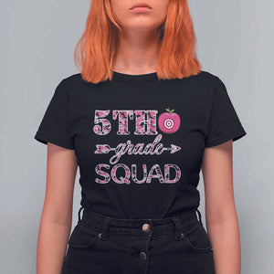 Funny Back To School Hunting T Shirt For Women 5TH Grade Squad Pink Camo Flag Apple Arrow TS11 Black Print Your Wear