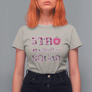 Funny Back To School Hunting T Shirt For Women 5TH Grade Squad Pink Camo Flag Apple Arrow TS11 Sand Print Your Wear