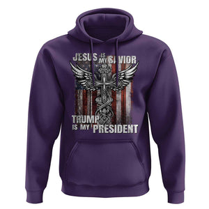 Jesus Is My Savior Trump Is My President Hoodie American Flag Cross TS11 Purple Print Your Wear