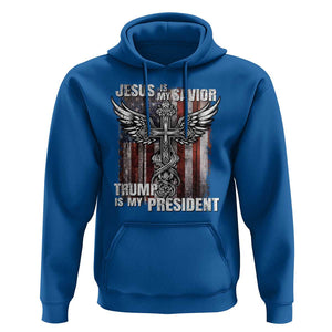 Jesus Is My Savior Trump Is My President Hoodie American Flag Cross TS11 Royal Blue Print Your Wear