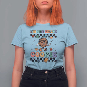 Funny Student T Shirt For Women I'm One Smart Cookie Apple Book Ruler Pencil TS11 Light Blue Print Your Wear