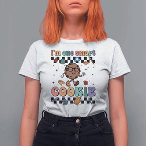 Funny Student T Shirt For Women I'm One Smart Cookie Apple Book Ruler Pencil TS11 White Print Your Wear