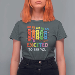 Music Teacher T Shirt For Women Do Re Mi Fa So Excited To See You Back To School TS11 Dark Heather Print Your Wear