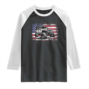 American Flag UTV Side By Side SXS Off Road Car Raglan Shirt TS11 Black White Print Your Wear