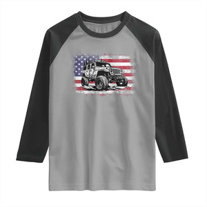 American Flag UTV Side By Side SXS Off Road Car Raglan Shirt TS11 Sport Gray Black Print Your Wear