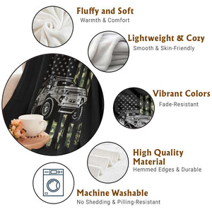 Camouflage American Flag UTV Side By Side SXS Off Road Car Throw Blanket TS11 Print Your Wear