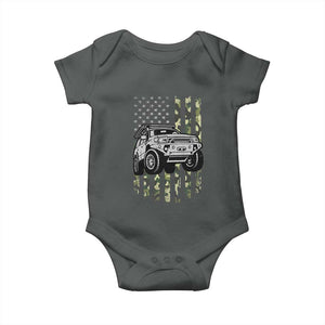 Camouflage American Flag UTV Side By Side SXS Off Road Car Baby Onesie TS11 Dark Heather Print Your Wear
