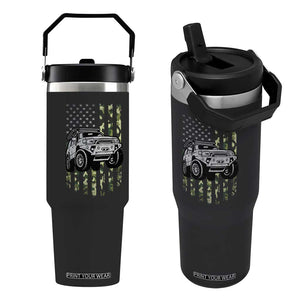 Camouflage American Flag UTV Side By Side SXS Off Road Car Flip Straw Tumbler TS11 One Size: 30 oz Black Print Your Wear